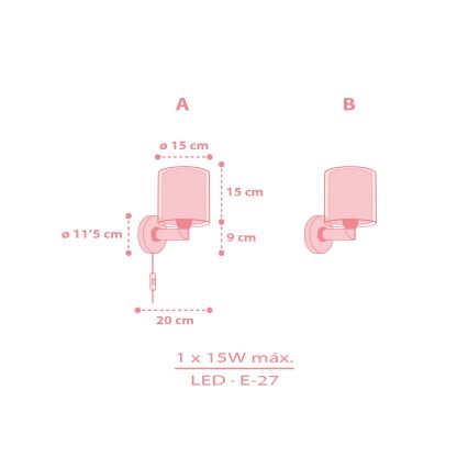 Dalber 41769S - Lampă de perete pentru copii KAWAII FRIENDS, 1xE27/15W/230V, roz