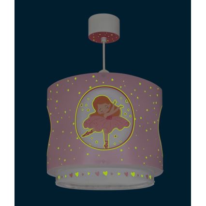 Dalber 60912 - Lustră pentru copii PRINCESS DANCE, 1xE27/15W/230V, roz