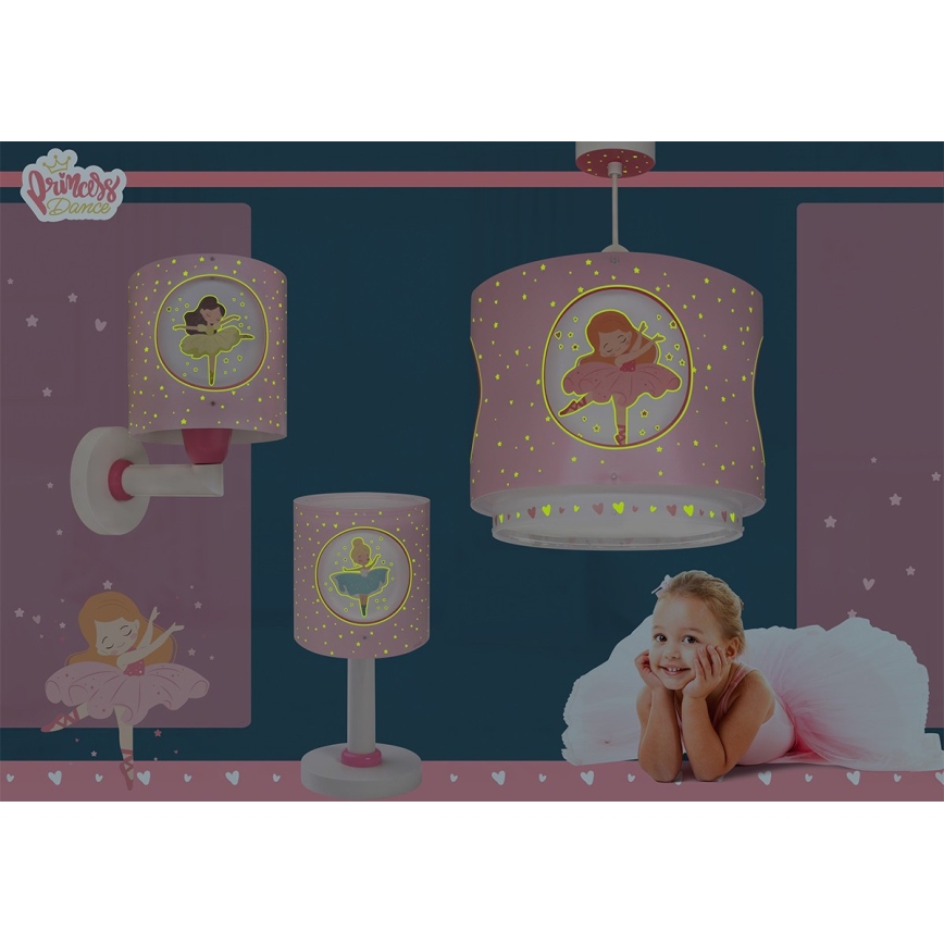 Dalber 60912 - Lustră pentru copii PRINCESS DANCE, 1xE27/15W/230V, roz