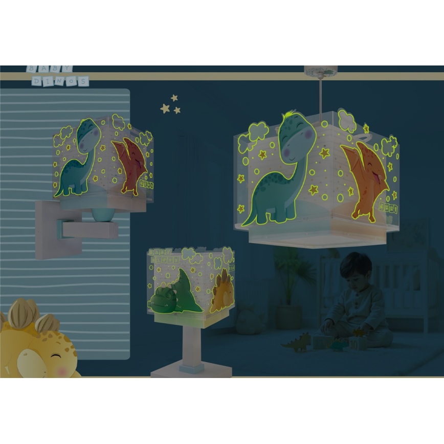Dalber 63452 - Lustră pentru copii BABY DINOS 1xE27/15W/230V multicoloră