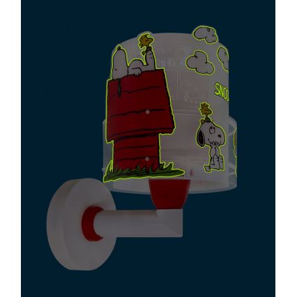Dalber 76309 - Lampă de perete pentru copii SNOOPY 1xE27/15W/230V alb/roșu