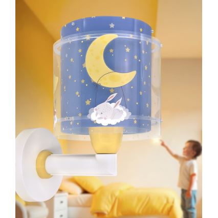 Dalber 76639 - Lampă de perete pentru copii MOON DREAMS, 1xE27/15W/230V, albastră