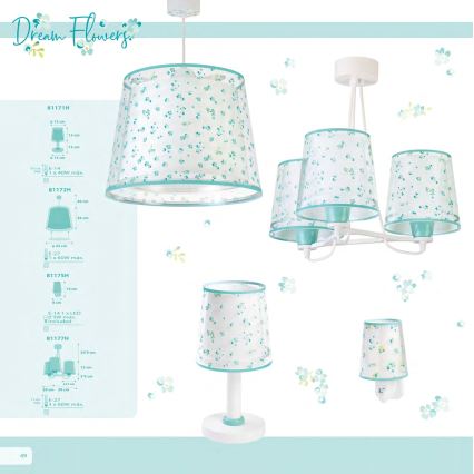 Dalber 81177H - Lustră copii DREAM FLOWERS 3xE27/60W/230V