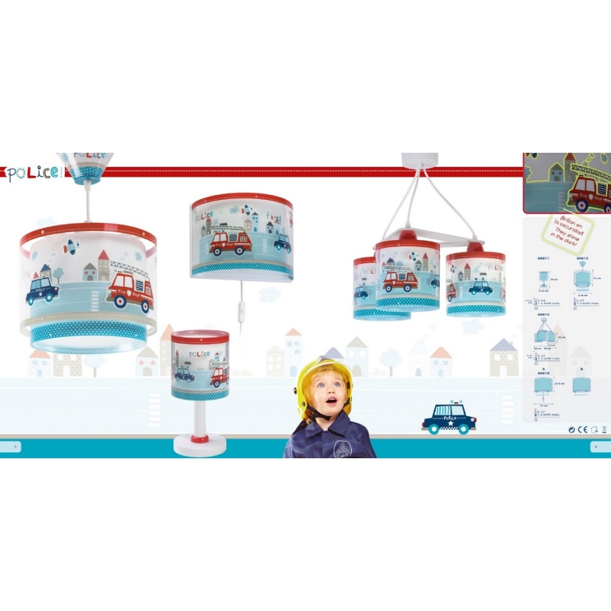 Dalber D-60614 - Lustră copii POLICE 3xE27/60W/230V