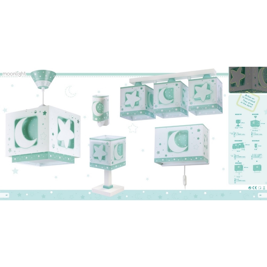 Dalber D-63233NH - Plafonieră copii MOONLIGHT 3xE27/60W/230V