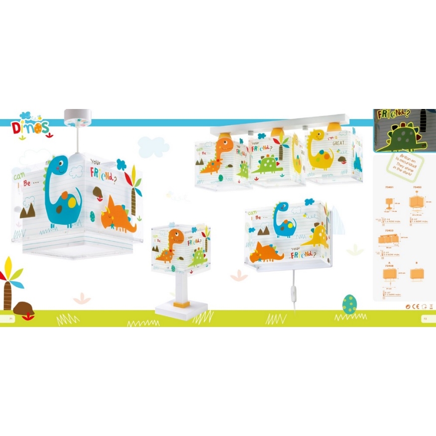 Dalber D-73458 - Aplică perete copii DINOS 1xE27/60W/230V