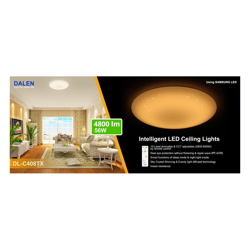 Dalen DL-C408TX - LED Plafonieră STAR SKY LED/56W/230V