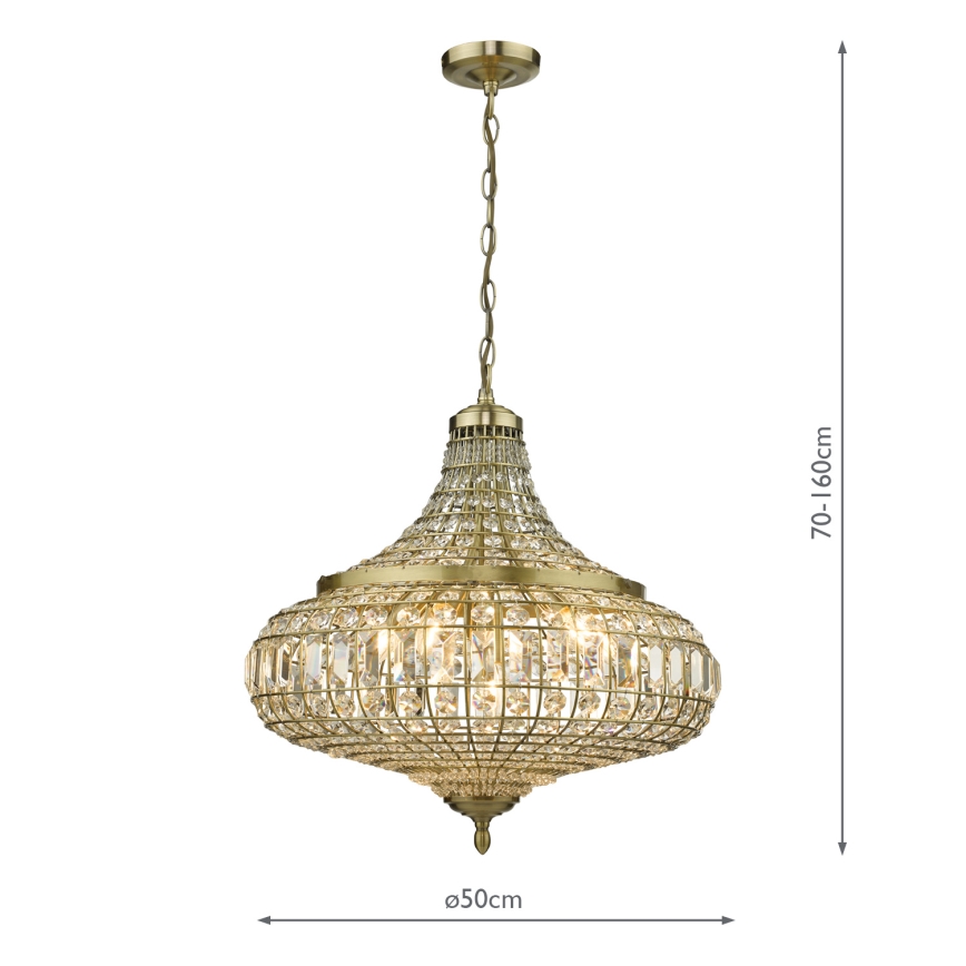 Där Lighting ASM0675 - Candelabru suspendat pe lanț ASMARA 6xE14/40W/230V din alamă