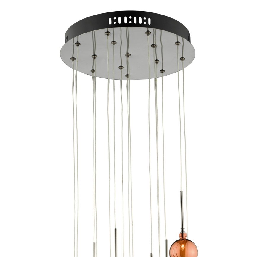 Där Lighting AUR1564 - Lustru suspendat pe cablu AURELIA 15xG4/10W/230V negru/cupru
