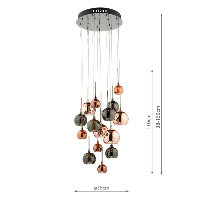 Där Lighting AUR1564 - Lustru suspendat pe cablu AURELIA 15xG4/10W/230V negru/cupru
