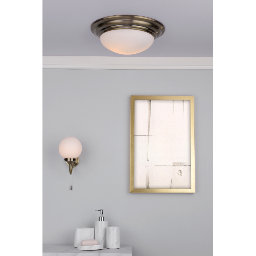 Där Lighting BAR5075 - Plafonieră pentru baie BARCLAY 1xE27/60W/230V Ø 38 cm, alamă