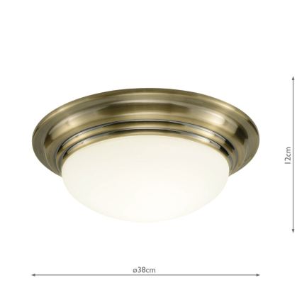 Där Lighting BAR5075 - Plafonieră pentru baie BARCLAY 1xE27/60W/230V Ø 38 cm, alamă