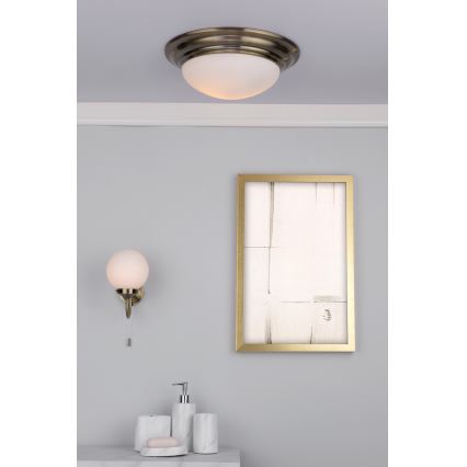 Där Lighting BAR5275 - Plafonieră pentru baie BARCLAY 1xE27/60W/230V, Ø 31 cm, alamă
