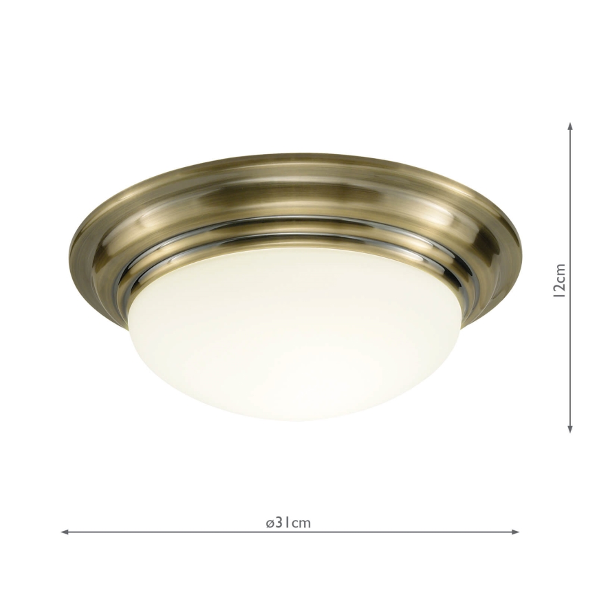 Där Lighting BAR5275 - Plafonieră pentru baie BARCLAY 1xE27/60W/230V, Ø 31 cm, alamă