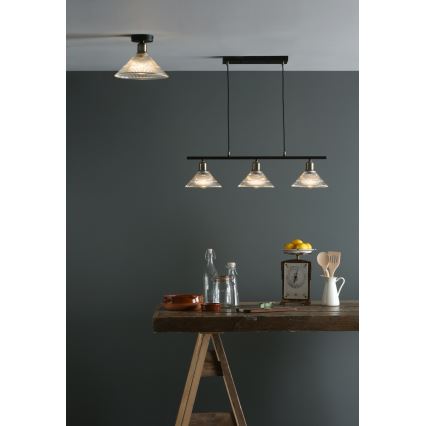 Där Lighting BOY0175 - Plafonieră BOYD 1xE27/60W/230V Ø 25 cm alamă/sticlă clară