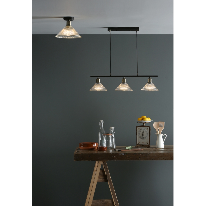Där Lighting BOY0175 - Plafonieră BOYD 1xE27/60W/230V Ø 25 cm alamă/sticlă clară