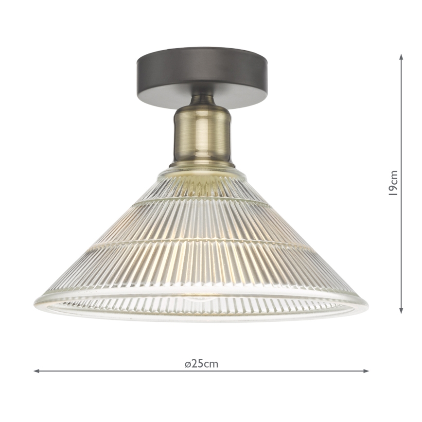 Där Lighting BOY0175 - Plafonieră BOYD 1xE27/60W/230V Ø 25 cm alamă/sticlă clară