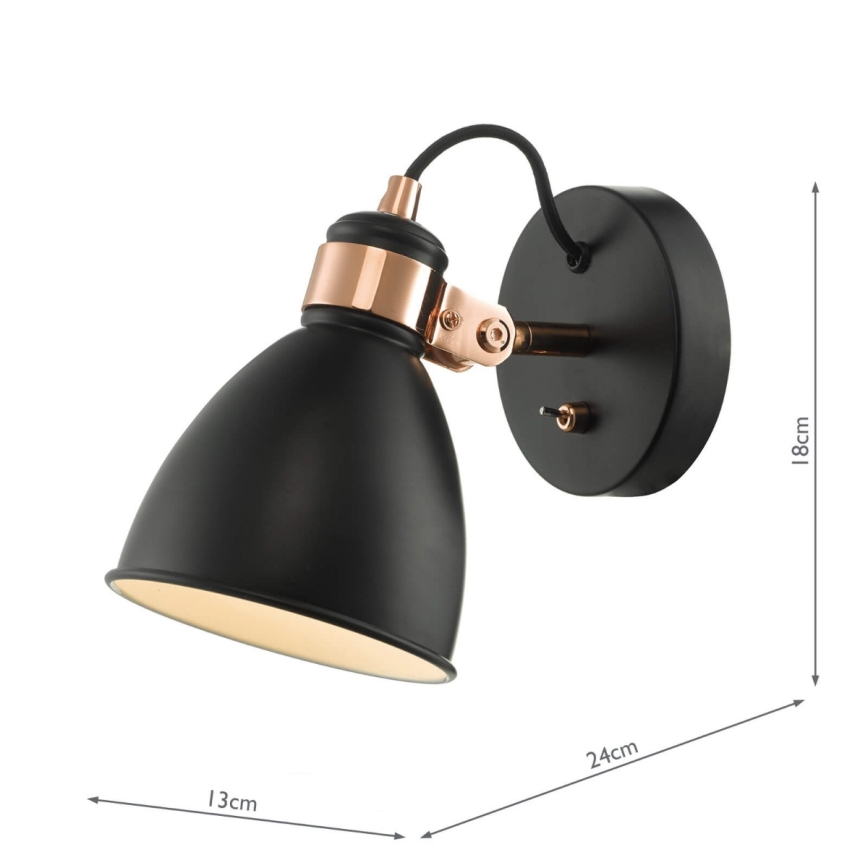 Där Lighting FRE0722 - Aplică de perete tip spot FREDERICK 1xE14/40W/230V neagră