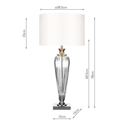 Där Lighting HIN4208 - Lampă de masă HINTON 1xE27/60W/230V alb/crom lucios