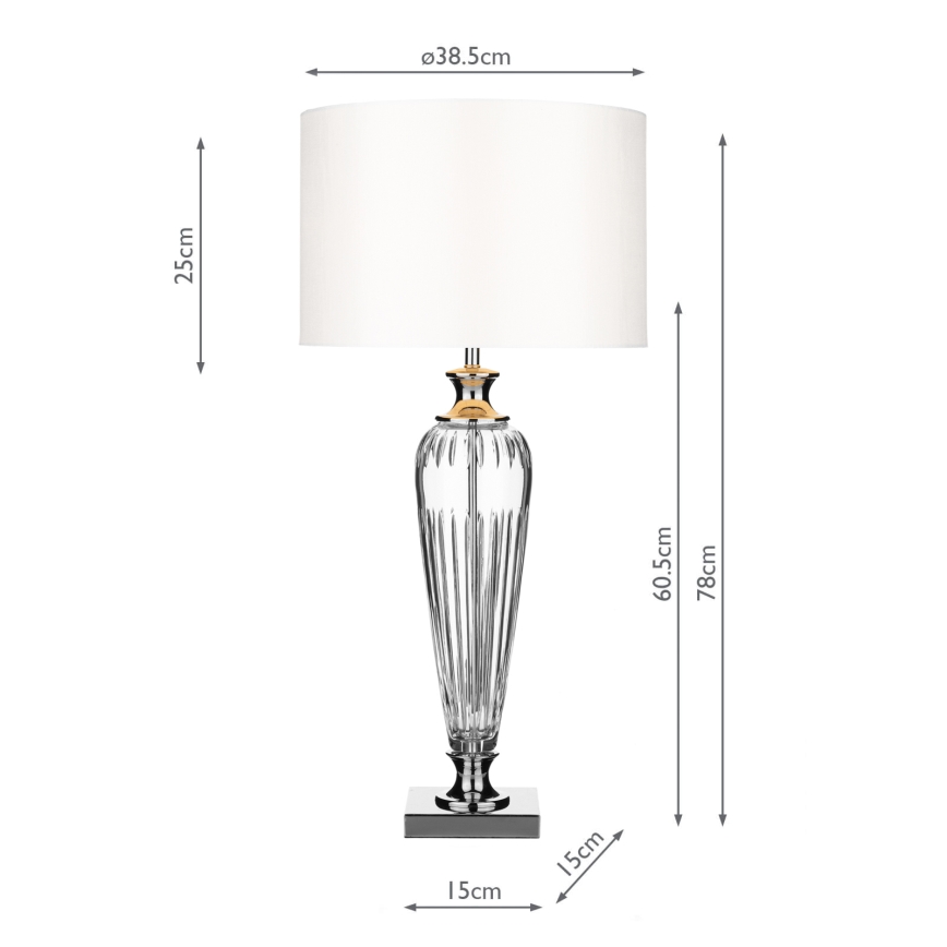 Där Lighting HIN4208 - Lampă de masă HINTON 1xE27/60W/230V alb/crom lucios