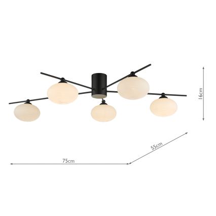 Där Lighting JAS5422 - Lustru aplicat JASPER 5xG9/25W/230V, negru