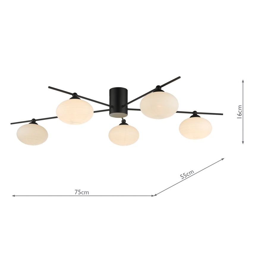 Där Lighting JAS5422 - Lustru aplicat JASPER 5xG9/25W/230V, negru