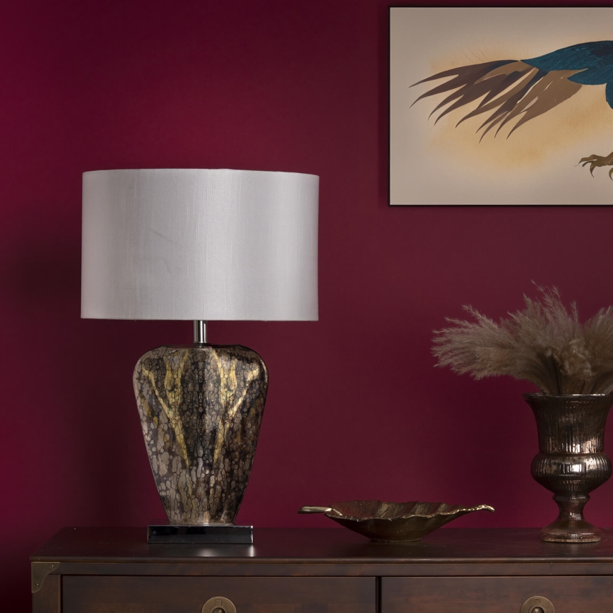 Där Lighting SYR4235 - Lampă de masă SYRACUSE 1xE27/60W/230V crom lucios/crem