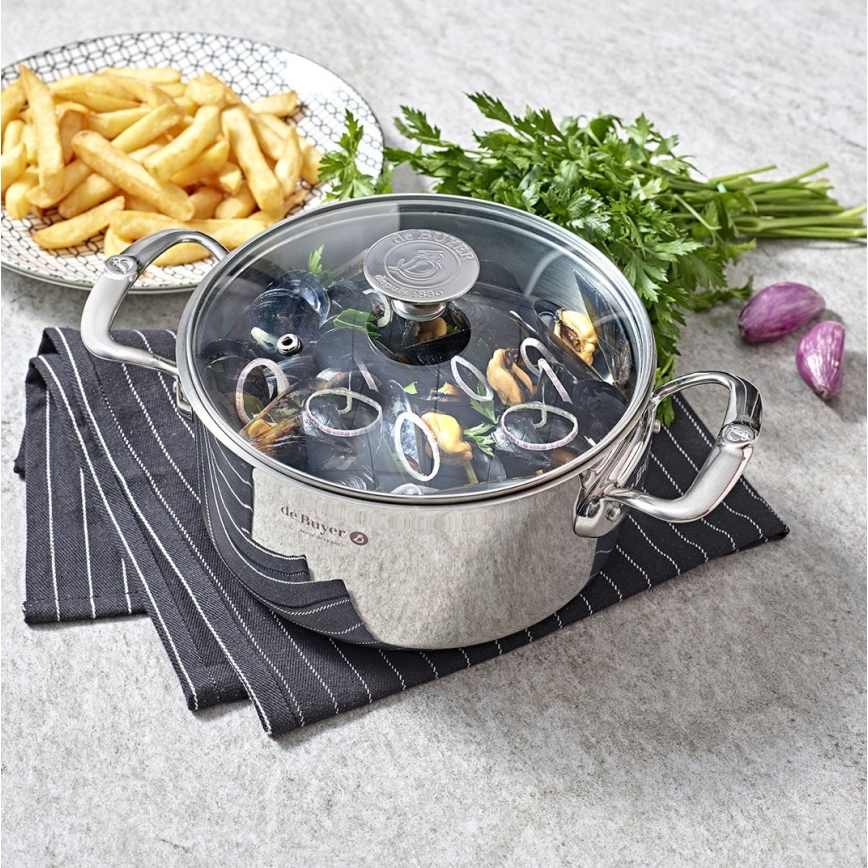 De Buyer 3427.28 - Oală MILADY cu capac, 28 cm, inox