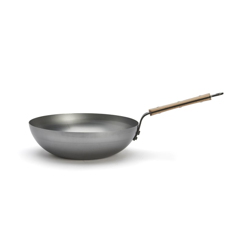 De Buyer 5717.28 - Tigaie wok MINERAL B BOIS, 28 cm