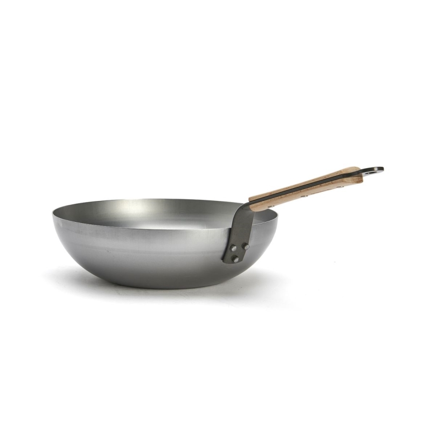 De Buyer 5717.28 - Tigaie wok MINERAL B BOIS, 28 cm