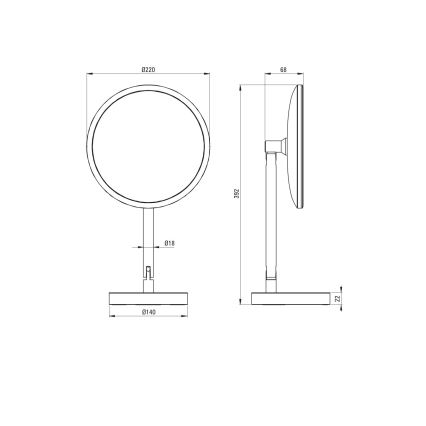Deante ADI_Z812 - Oglindă cosmetică de baie cu LED reîncărcabilă SILIA LED/5V 5000 mAh 2700-6500K IP44