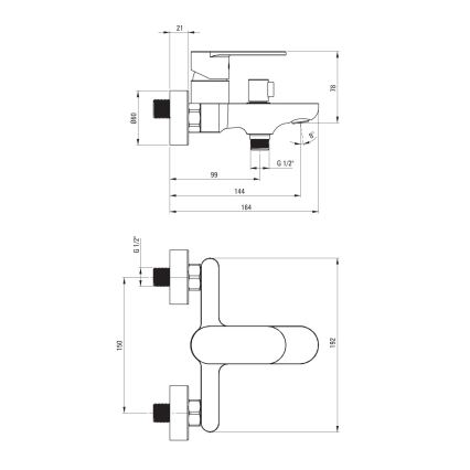 Deante ALPINIA BGA_010M - baterie pentru cadă, crom lucios