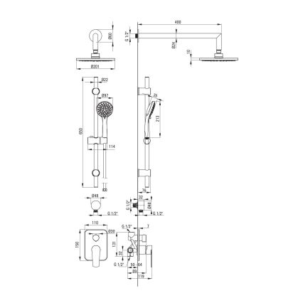 Deante ALPINIA NAC_09GA - Set de duș cu baterie încastrată, crom lucios