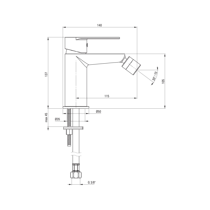 Deante BGA_030M - Baterie pentru bideu ALPINIA crom lucios