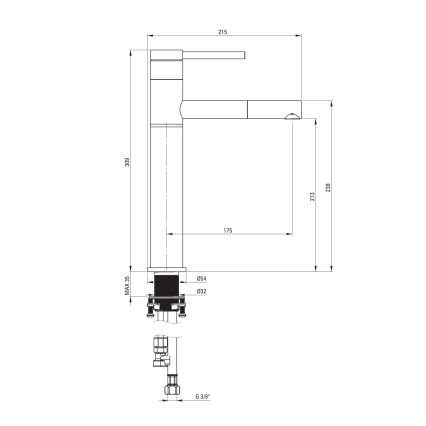 Deante BGE_022K - Baterie pentru lavoar cu duș extractabil ORA, 30,9 cm, crom lucios