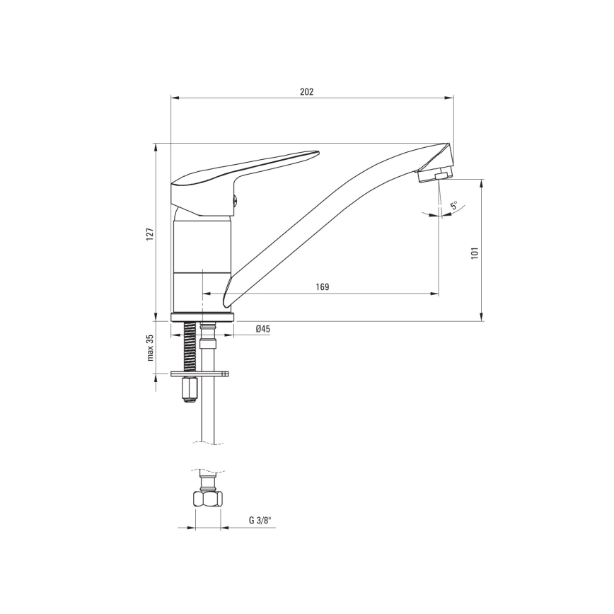 Deante BORO BMO_026M - Baterie pentru lavoar, 12,7 cm, crom lucios