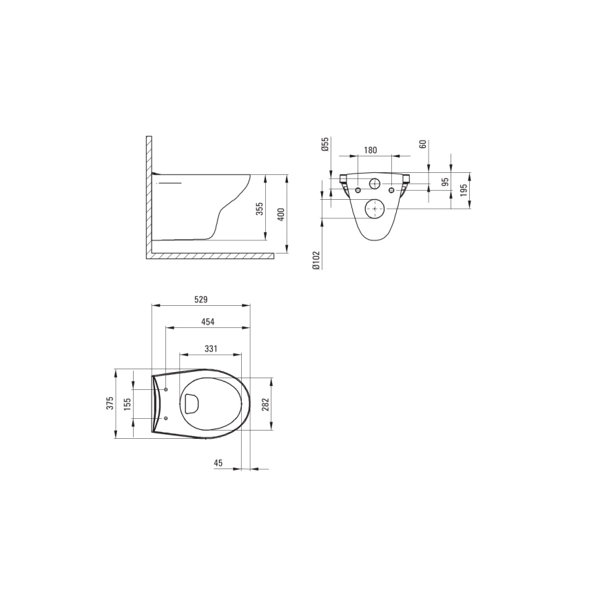 Deante BORO CMOD6SPW - WC suspendat cu capac SoftClose, ceramică, alb