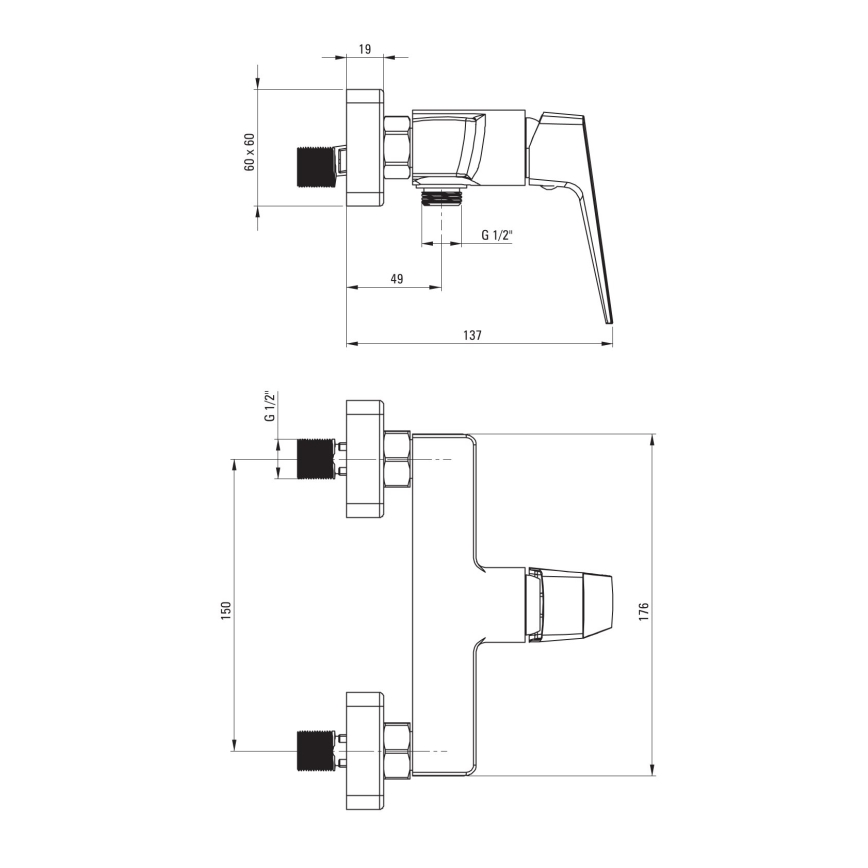 Deante BQL_040M - Baterie de duș BLUR, crom lucios
