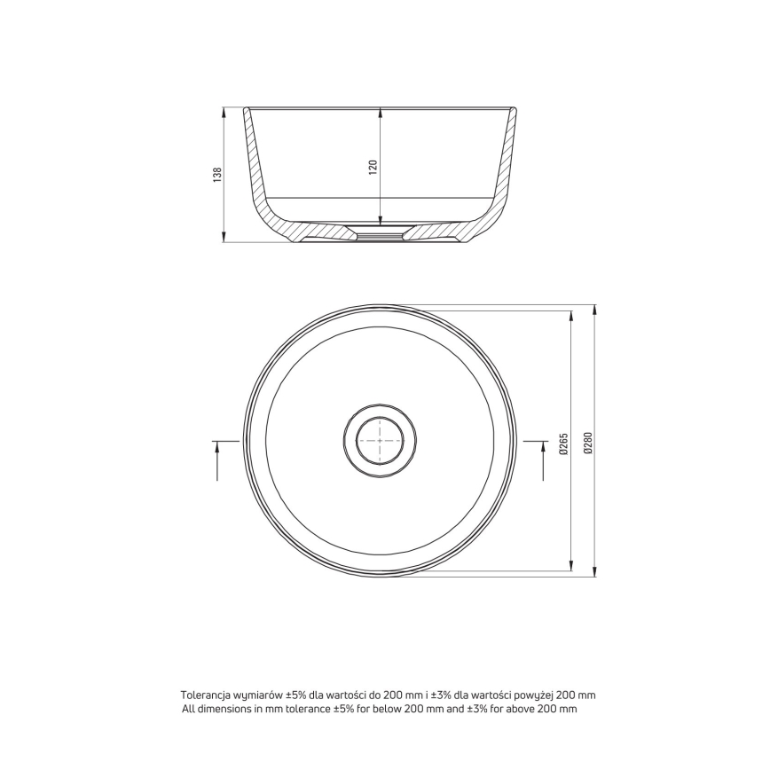 Deante CDJ_6U2S - Lavoar pentru blat JASMIN, diametru 28 cm, ceramică/culoare albă