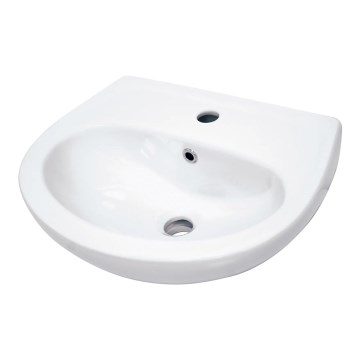 Deante CDJ_6U4W - Lavoar suspendat JASMIN cu orificiu pentru baterie, 45,7 x 36,4 cm, ceramică, alb