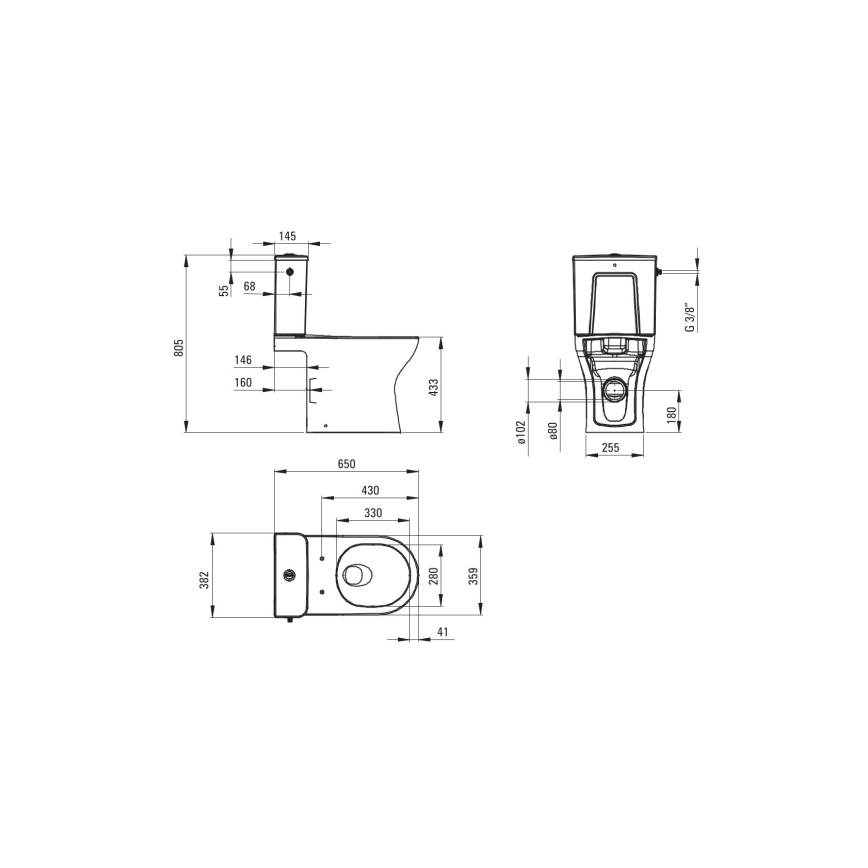 Deante CDJD6RPS - Vas WC pe pardoseală cu capac JASMIN, ceramică/alb