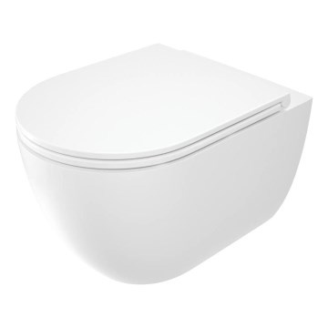 Deante CGRD6ZPW - Vas WC suspendat rotund cu capac SoftClose, ceramică, alb