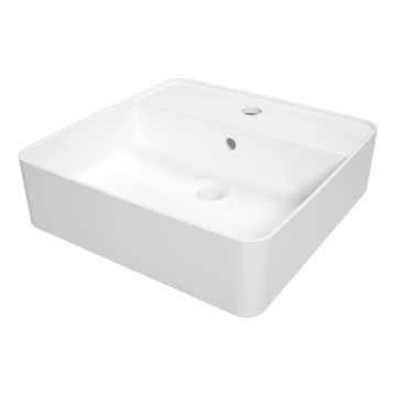 Deante CGS_6U4B - Lavoar pentru blat cu orificiu pentru baterie SQUARE 42x42 cm ceramică/ alb