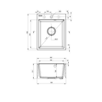 Deante CORIO ZRC_2103 - Chiuvetă de bucătărie 50x40 cm, granit/grafit