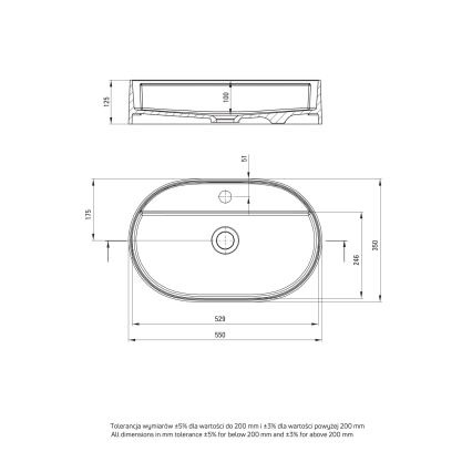 Deante CQS_5U6B - Lavoar pentru blat cu orificiu pentru baterie SILIA 35x55 cm granit/bej
