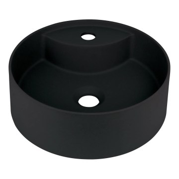 Deante CQS_NU4B - Lavoar pentru montare pe blat cu orificiu pentru baterie SILIA, Ø 36 cm, granit/negru