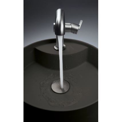 Deante CQS_NU4B - Lavoar pentru montare pe blat cu orificiu pentru baterie SILIA, Ø 36 cm, granit/negru