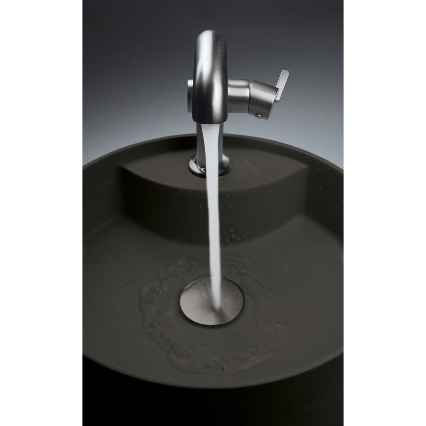 Deante CQS_NU4B - Lavoar pentru montare pe blat cu orificiu pentru baterie SILIA, Ø 36 cm, granit/negru