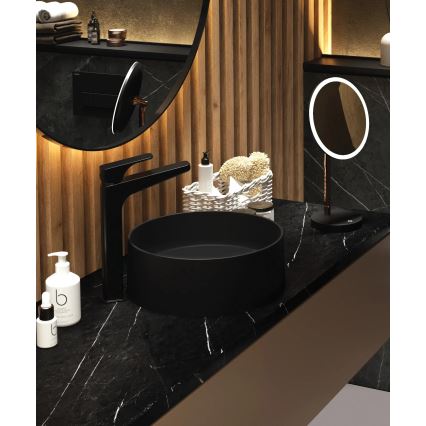 Deante CQS_NU4S - lavoar pentru blat SILIA, Ø 36 cm, granit, negru