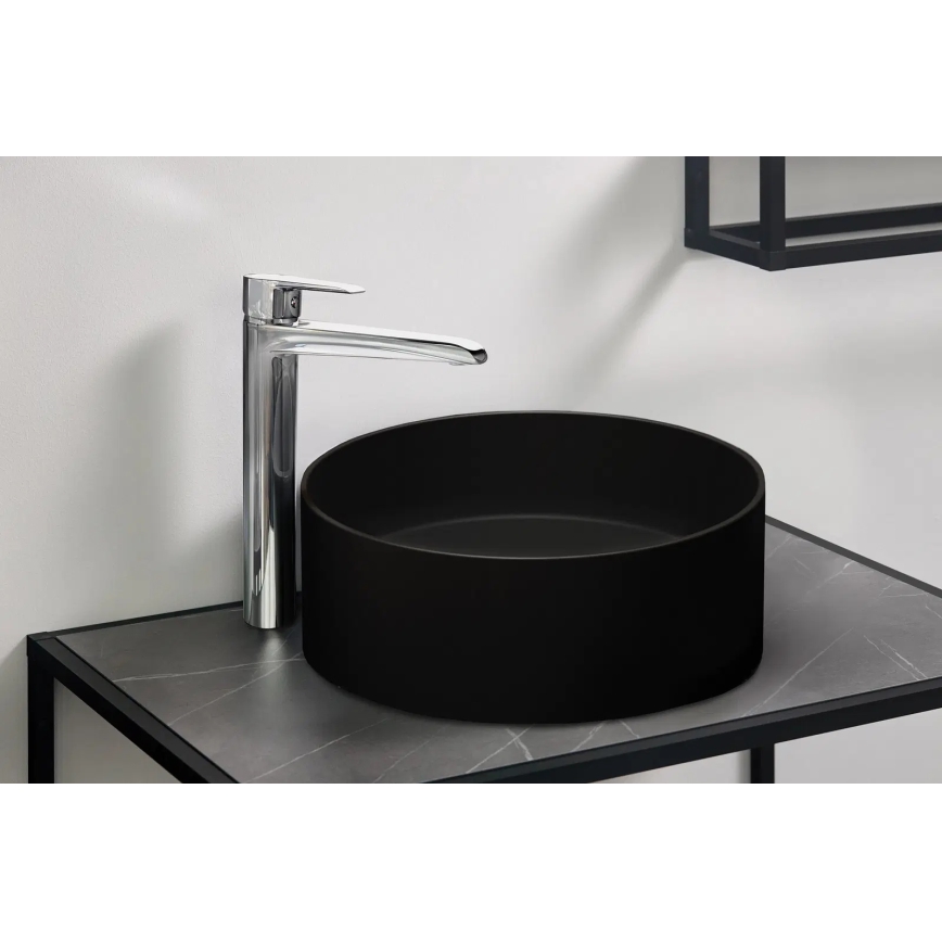 Deante CQS_NU4S - lavoar pentru blat SILIA, Ø 36 cm, granit, negru